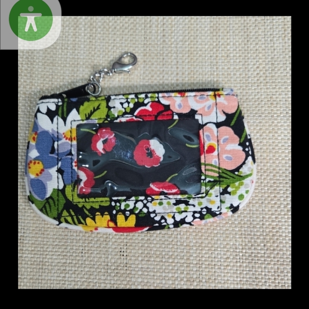 Vera Bradley Black Floral ID Pouch NWOT